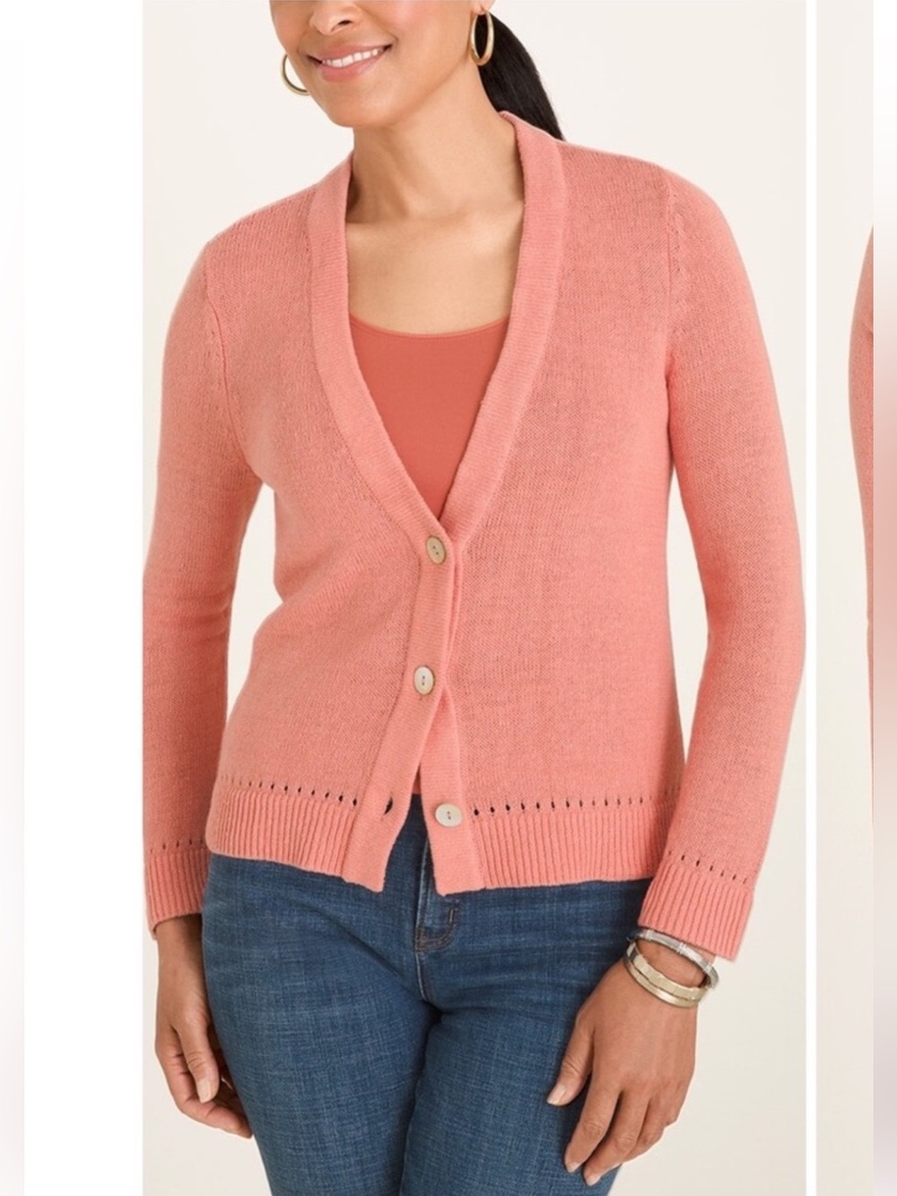 New Chico's Button Front Linen & Cotton Blend Cardigan Large Chico 2 Casual‎